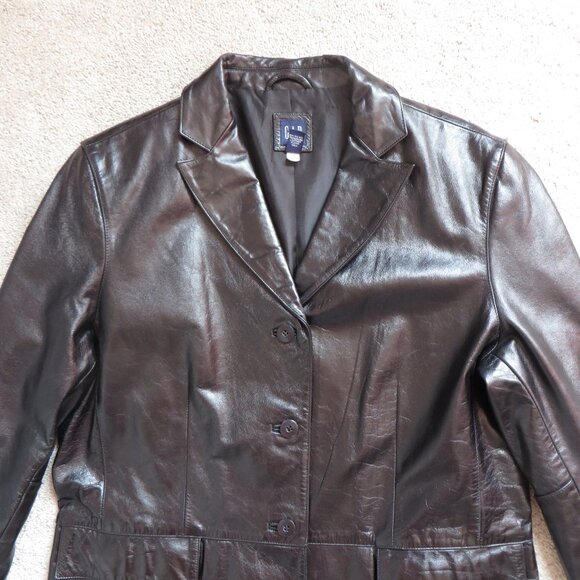 GAP woman's 100% genuine leather black jacket/coat size L - Picture 7 of 10